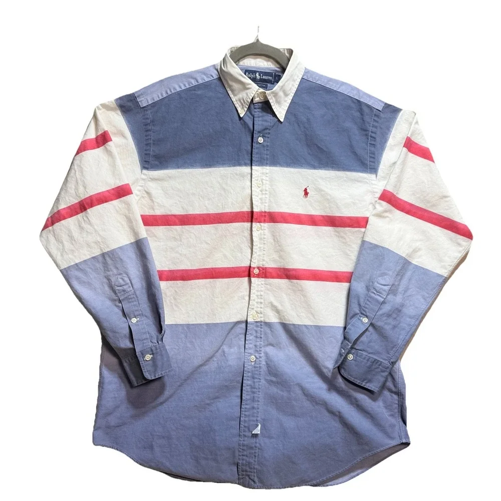 vintage polo ralph lauren Shirt Color Block 90s Men's Large Baggy